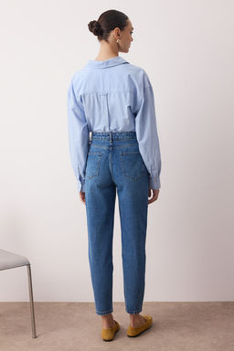 Ac?k Mavi Yuksek Bel Mom Jeans TWOSS25JE00277 - Trendyolmilla фото 10