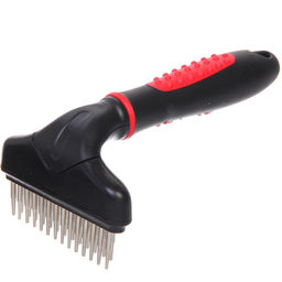 Расческа для удаления колтунов "ПРОФФ - МОЙ БРО", прорезиненная ручка, цвет красный/черный, 9*15см