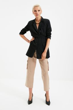 Siyah Kusakl? Regular Astarl? Kruvaze Kapama Dokuma Blazer Ceket TWOAW21CE0320