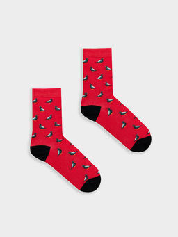 Цена за 5 пар! Носки мужские красные с узором в виде голубей - Mark formelle фото 3