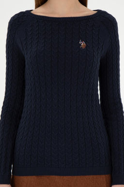 Женский темно-синий базовый свитер с круглым вырезом Неожиданная скидка в корзине - U.s. polo assn фото 6