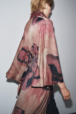 LIMITED EDITION BEADED PRINTED KIMONO - Zara фото 3