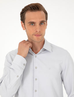 Рубашка Pierre Cardin Slim Fit серая с длинным рукавом
