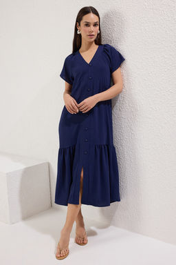 Haki Duz Midi Dokuma Elbise TWOSS25EL00629 - Trendyolmilla фото 7