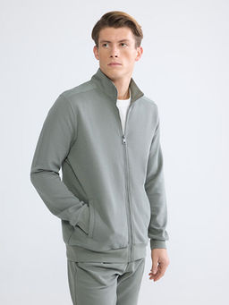 Dik Yaka Erkek Fermuarl? Sweatshirt