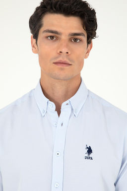 Мужская голубая базовая рубашка с длинным рукавом - U.s. polo assn фото 2