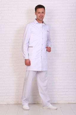 Халат мужской 236 CVC. Цвет: белый и серый - Стильб фото 7