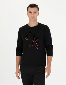 Siyah Regular Fit Sweatshirt - Pierre cardin фото 3