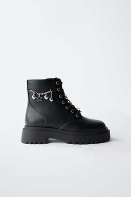 LACE-UP ANKLE BOOTS WITH CHARMS - Zara фото 3
