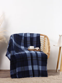 Плед флисовый «Экономь и Я. Клетка», 150×180 см, флис 160 г/м², синий