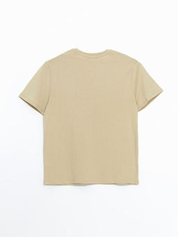 Bisiklet Yaka Bask?l? Penye Erkek Ti??rt