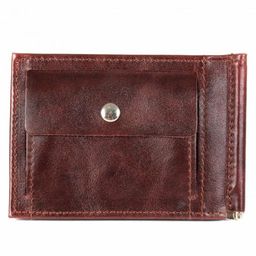 Зажим для купюр Premier-М-54 натуральная кожа (8 карм+карм под мелочь) коричневый тем пулл-ап (152) 216234  фото 2