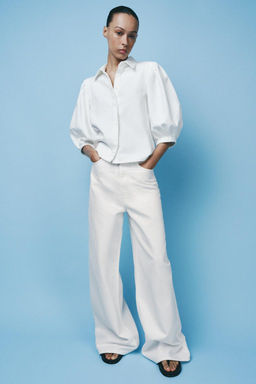 ZW COLLECTION HIGH-WAIST PALAZZO JEANS - Zara фото 5