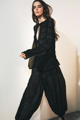 ZW COLLECTION TIE HEM BLOOMER TROUSERS - Zara фото 2