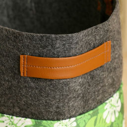 Органайзер для хранения с боковыми ручками, принт зеленые листья, серый, 28х28х26 см - Simaland фото 3