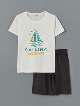 Bisiklet Yaka Erkek ?ocuk ?ortlu Pijama Tak?m?