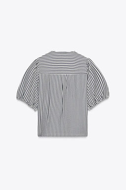 LINEN BLEND TIE BLOUSE - Zara фото 10