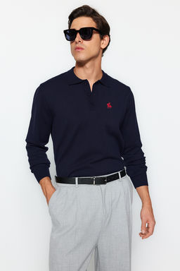 TRENDYOL MAN Lacivert Erkek Regular Polo Yaka Duz Triko Kazak TMNAW24KZ00067 - Trendyolmilla фото 41