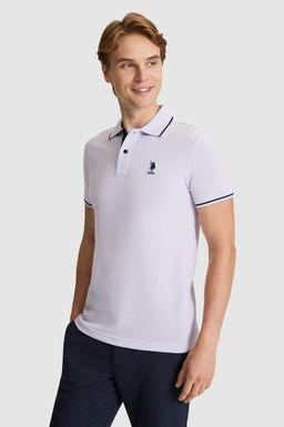 Erkek Lila Slim Fit Polo Yaka Basic Ti__rt