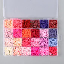 Декор для творчества пластик «Палитра красного, розового», d=0.6 см, набор 24 цвета, 18.5×13×2 см