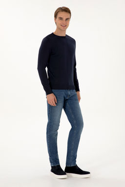 Erkek Slim Fit Bisiklet Yaka Lacivert Basic Kazak - U.s. polo assn фото 11