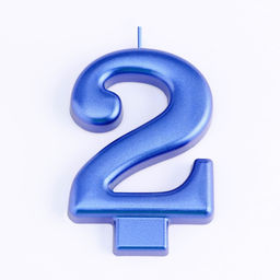 Цена за 3 шт. Свеча для торта «Европейская ГИГАНТ», цифра 2, 7 см, синий металлик