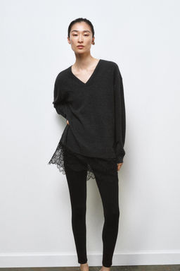 LONG KNIT JUMPER WITH LACE DETAIL - Zara фото 8