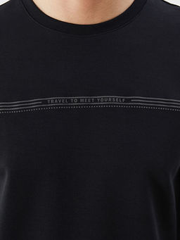 Bisiklet Yaka Bask?l? Erkek Sweatshirt