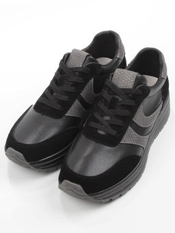 03-A1003-4 BLACK Кроссовки женские (натуральная кожа, натуральная замша) - Фабричный китай фото 4