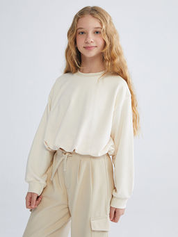 Bisiklet Yaka Basic K?z ?ocuk Sweatshirt