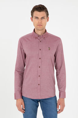 Мужская бордово-красная базовая рубашка с длинным рукавом Неожиданная скидка в корзине