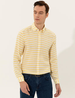 Sar_ Keten Kar___ml_ Slim Fit Uzun Kollu G_mlek