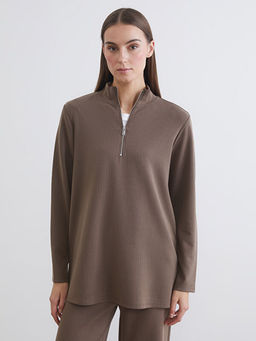 Dik Yaka ?izgili Oversize Kad?n Ti??rt