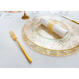 Салфетки сервировочные на стол Доляна «Веер», d=38 см, 4 шт., золотые
