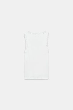 TOP PERLAS ENCAJE / Blanco roto