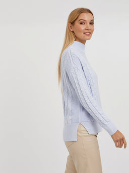 водолазка женская из хлопка с воротником стойкой и с объемным узором - Glenfield фото 3