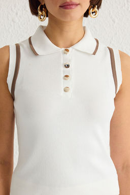 Trendyolmilla Lacivert Polo Yaka Renk Bloklu Triko Bluz TWOSS24BZ00244  фото 4