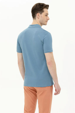 Мужская темно-мятная базовая футболка с воротником поло - U.s. polo assn фото 12