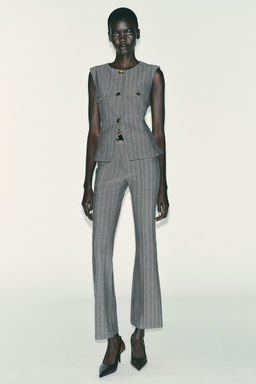 HERRINGBONE FLARE LEGGINGS WITH BELT - Zara фото 4