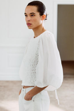 JERSEY COMBINADO PUNTO / Blanco - Zara фото 2