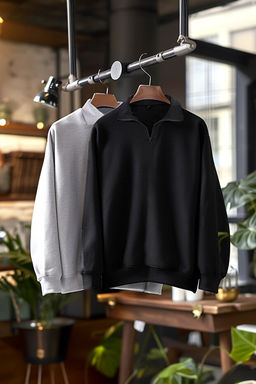 Siyah-Kar Melanj 2li Paket Regular/Normal Kesim __i Polar/S_cak Tutan Sweatshirt TMNAW25SW00205