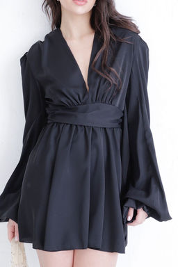 Платье чёрное с пышными рукавами - Martichelli фото 5