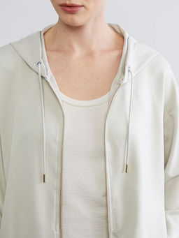 Kap??onlu Oversize Kad?n Fermuarl? Sweatshirt