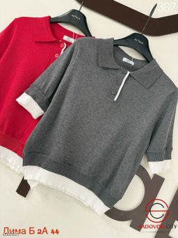 Футболка поло женская с пуговицами