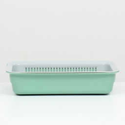 Лоток для кошек, 34.5×25.5×7.5 см, с сеткой, пластик, серый, оливковый