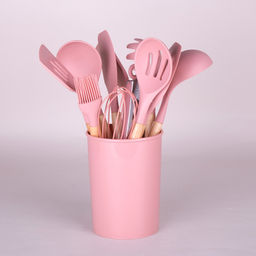 Набор кухонных принадлежностей на подставке 12, микс 3 цвета 7292 /КОРАЛЛ/