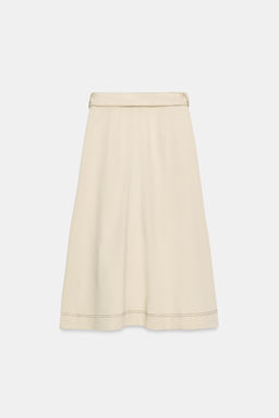 FALDA CINTUR?N PESPUNTES CONTRASTE / Beige - Zara фото 6