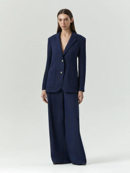 Брюки Emka широкого кроя тёмно-синий вискоза