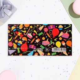 Цена за 10 шт. Конверт для денег Happy Birthday! сладости, 16х8 см - Дарим красиво фото 3