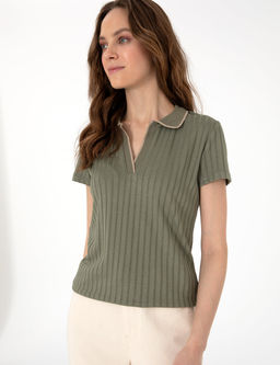 Haki Slim Fit Basic Ti__rt